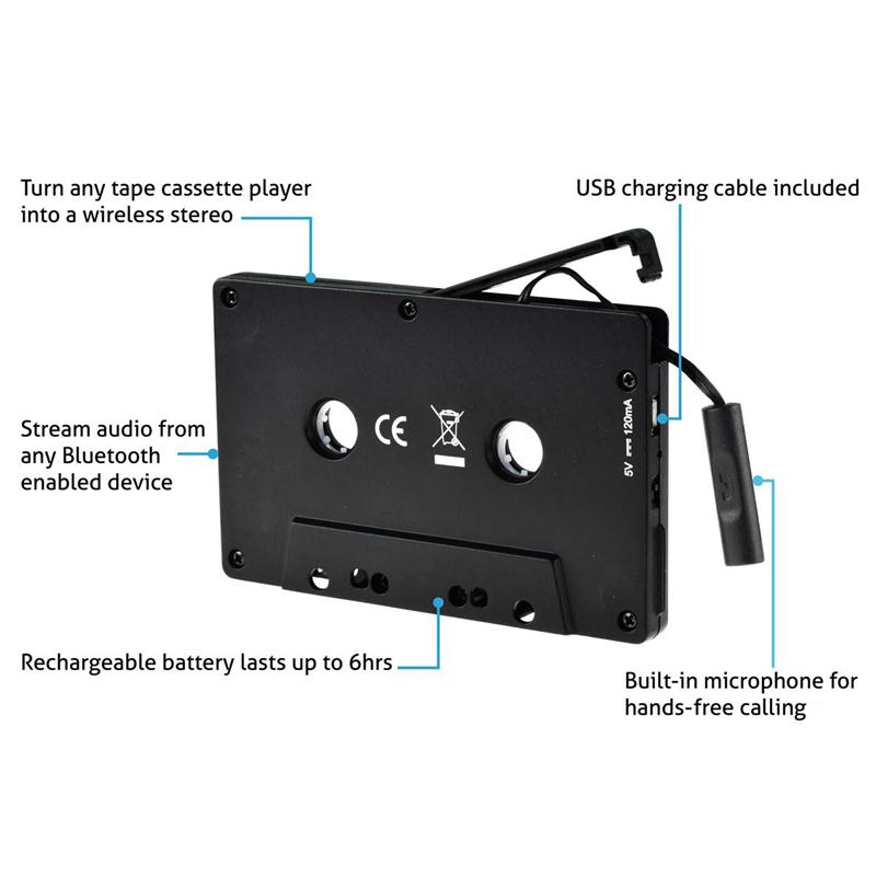 Cassette Adapter Bluetooth, Music Receiver for Cassette DecksCassette