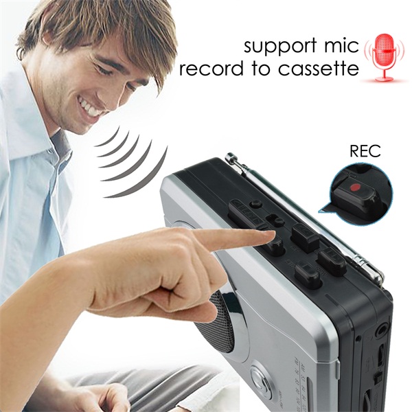 DIGITNOW Mini Stereo Audio Retro Personal Cassette Player Wireless AM/FM Radio and Voice Radio Cassette Recorder with Earphones