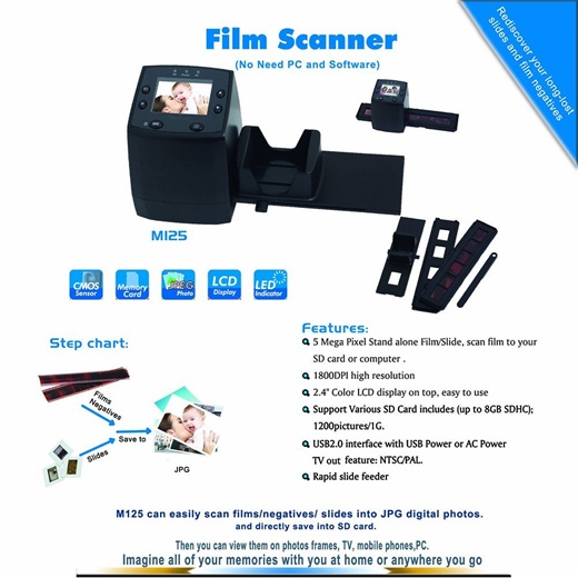 DIGITNOW High resolution film scanner convert 35/135mmNegative&Slide to Digital JPEGs and saved to SD card, Using Built-In Software Interpolation with 1800DPI High Resolution-5/10M Photo&Film Scanner