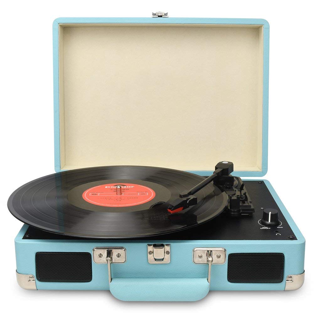 record player with speakers vintage