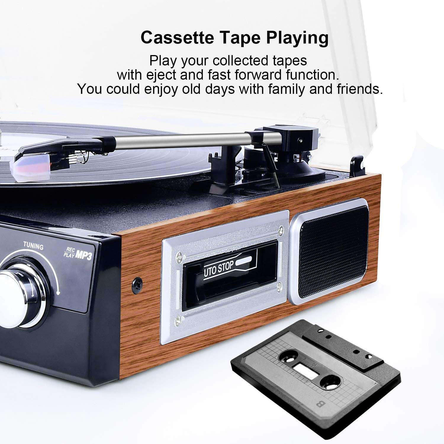 M36 DIGITNOW! Bluetooth Record Player with Stereo Speakers, Turntable