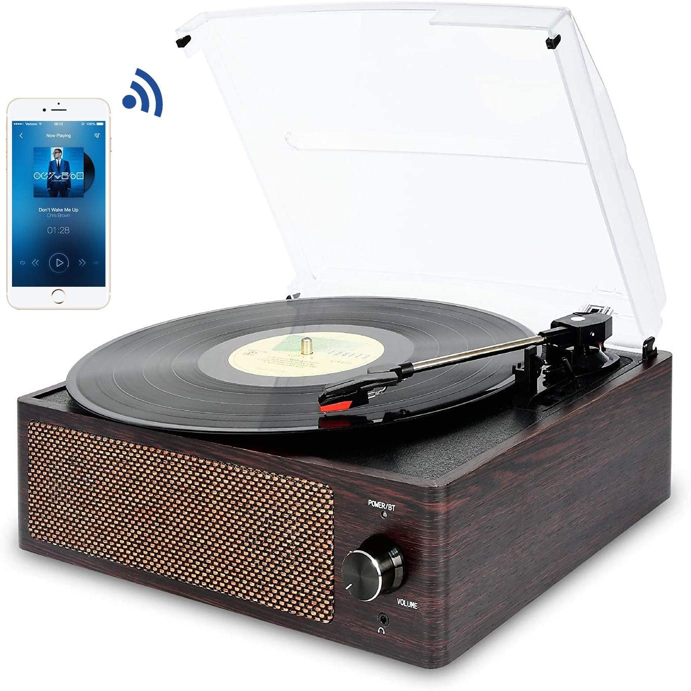 Vinyl Record Player Turntable with Built-in Stereo Speakers, Vintage  3-Speed Turntable for Vinyl Records USB SD Recording with Bluetooth Music  Playbac