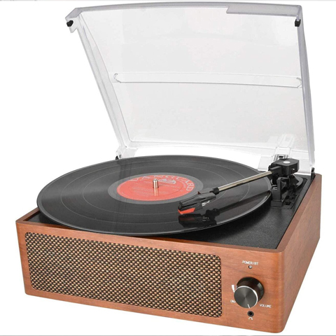 DIGITNOW Bluetooth Record Player Belt-Driven 3-Speed Turntable