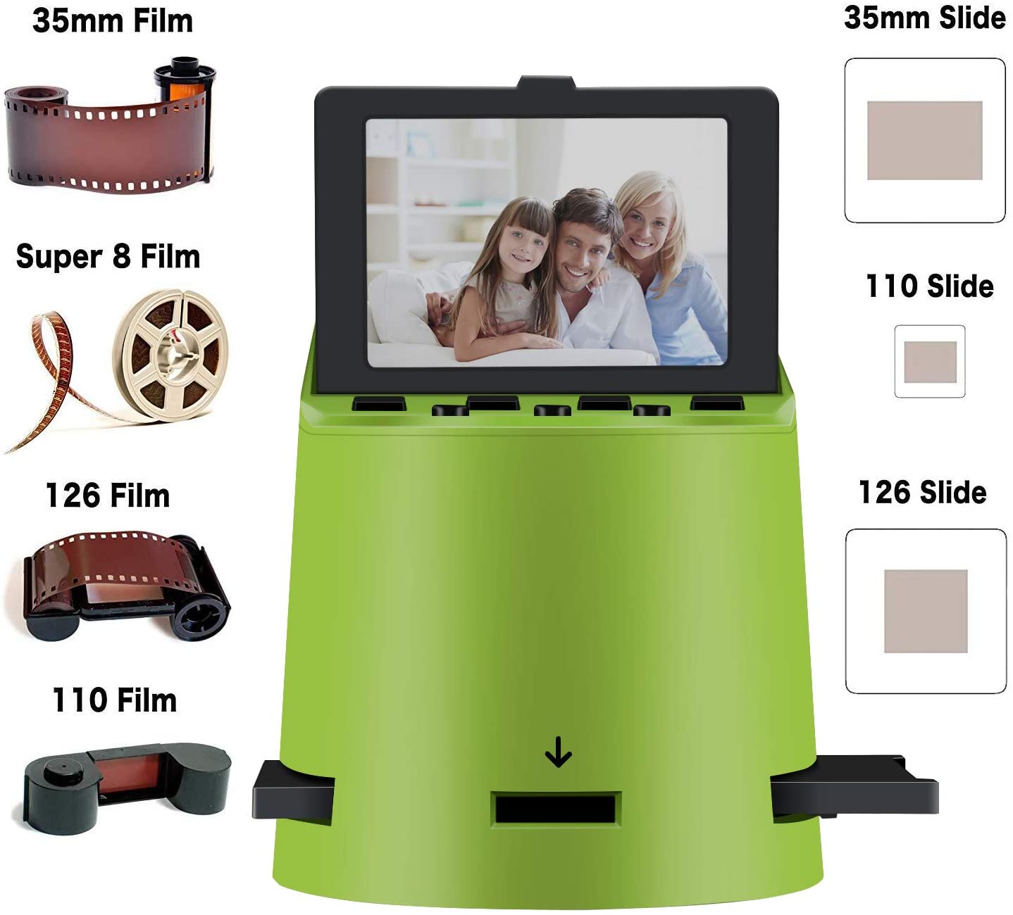 DIGITNOW Digital Film Scanner with 22MP, Converts 35mm, 126, 110, Super 8 Films, Slides, Negatives to JPEG, Tilt-Up 3.5" LCD, Transfer Pictures to Phones Via WiFi Connection, TV&HDMI, MAC and PC Co