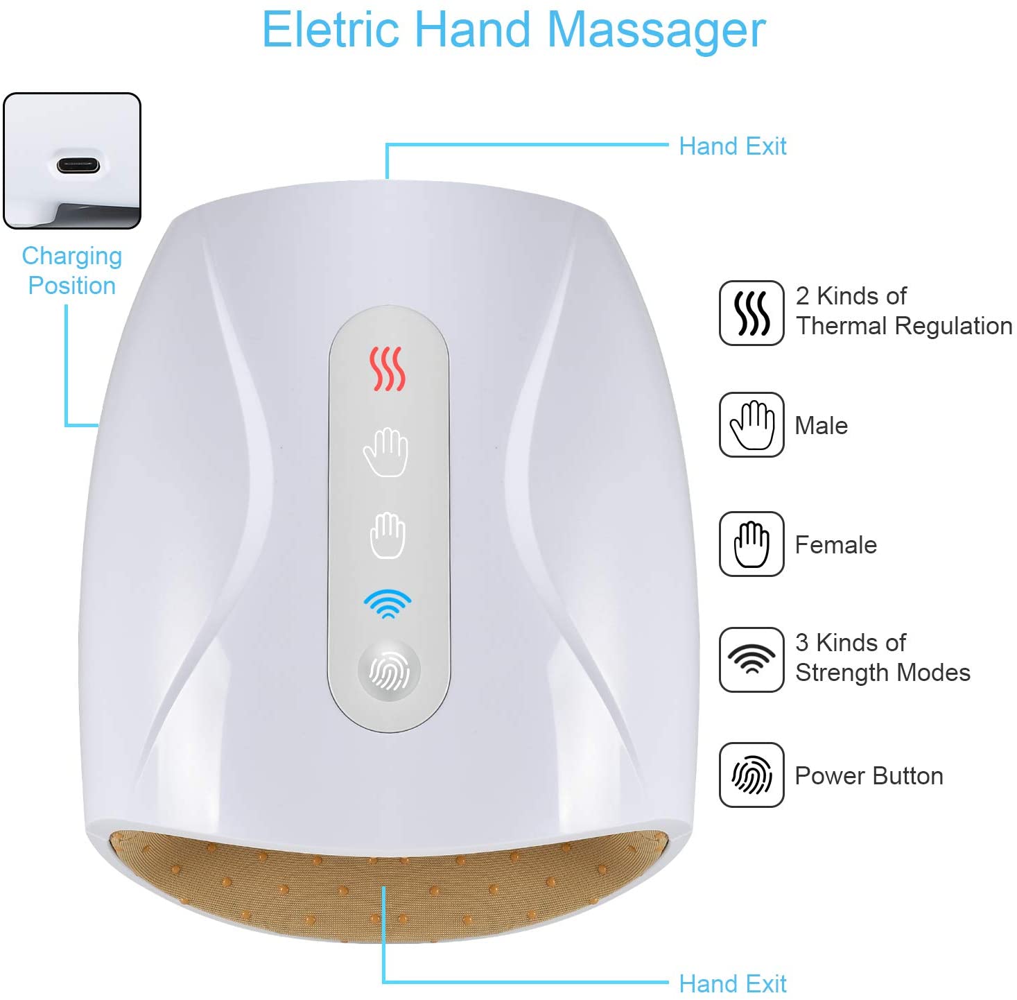 Cotsoco Electric Hand Massager For Palm Massage Cordless Accupressure Massager With Air