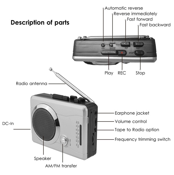 Radio-cassette USB look Rétro OLDSOUND Inovalley RK10N - Radio FM/AM/SW,  Lecteur enregistreur K7 audio, 1 x 8W, LED OVNI