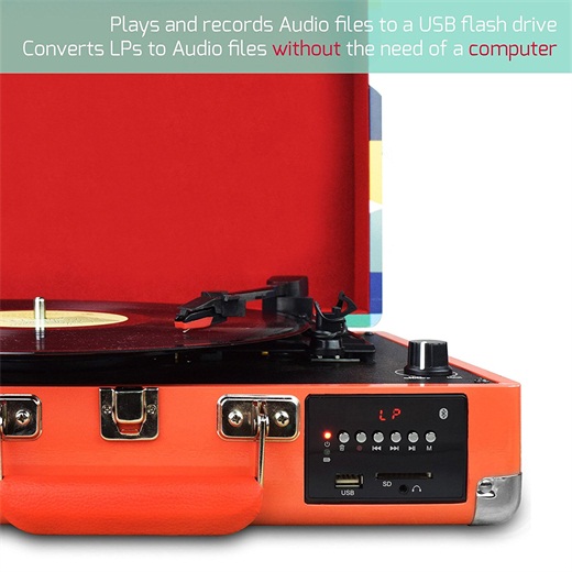 DIGITNOW Record Player, Turntable Suitcase with Multi-Function Bluetooth/FM  Radio/USB and SD Card Port/Vinyl to MP3 Converter-Suitcase-DIGITNOW!
