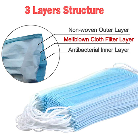 50 PCS Disposable Mask,  Mask 3 Layer,  Unisex-Mask, 17.5x9.5cm ,Ultra Soft Lightweight (Blue, 50PCS)