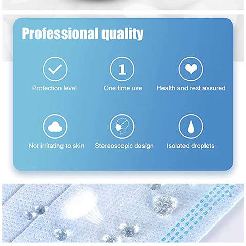 50 PCS Disposable Mask,  Mask 3 Layer,  Unisex-Mask, 17.5x9.5cm ,Ultra Soft Lightweight (Blue, 50PCS)