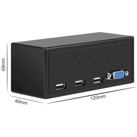 Rybozen KVM Switch Selector, USB VGA Switch Switcher 4 in 1 Out 1080P for 4PC Sharing 1 Video and 3 USB Devices, Control Multi Devices with One Monitor