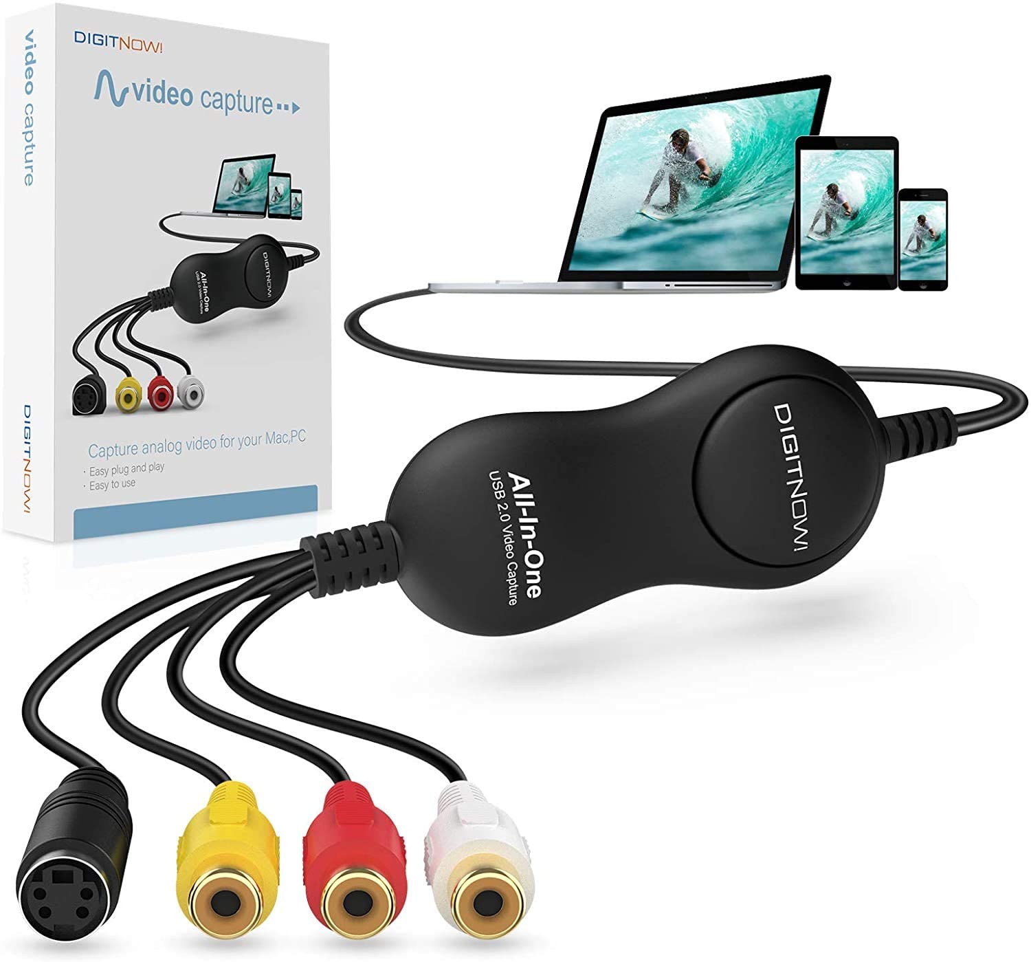 DIGITNOW Video Capture Converter, Capture Analog Video to Digital for Your  Mac or Windows 10 PC, iPad and iPhone, VHS to DVD