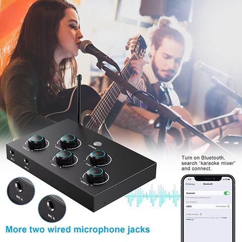 Portable Karaoke Microphone Mixer System Set, with Dual UHF Wireless Mic, HDMI-ARC / Optical / AUX & HDMI in/Out in Singing Receiver for Smart TV, PC, KTV, Home Theater, Amplifier, Speaker
