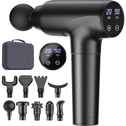 cotsoco Massage Gun Deep Tissue, Muscle Massage Gun with 9 Attachment Heads 20 Speeds & Silent Brushless Motor for Pain Relief, Handheld Percussion Back Massager Gun for Athletes (Black)