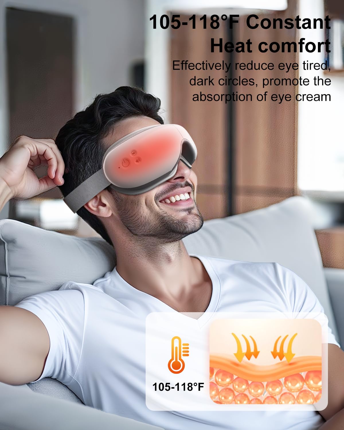 cotsoco Eye Massager with Heat, Birthday Gifts for Women, Heated Eye Mask with Bluetooth Music, Relax & Reduce Strain Dark Circles and Improve Sleep, Gift for Mom Dad Women Men
