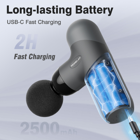 Morelax Mini Massage Gun, Percussion Muscle Massager for Back Pain Relief, Compact Sports Travel Massage Gun with 6 Massage Heads 4 Speeds, Gift for Her, Home, Athletes