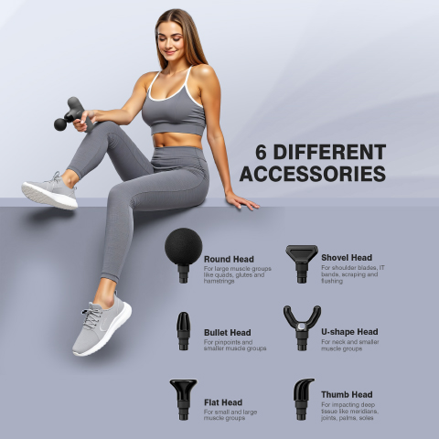 Morelax Mini Massage Gun, Percussion Muscle Massager for Back Pain Relief, Compact Sports Travel Massage Gun with 6 Massage Heads 4 Speeds, Gift for Her, Home, Athletes